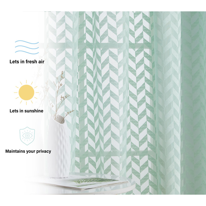 Semi Sheer Liner Pair, Seafoam Green, 54" W X 63" L