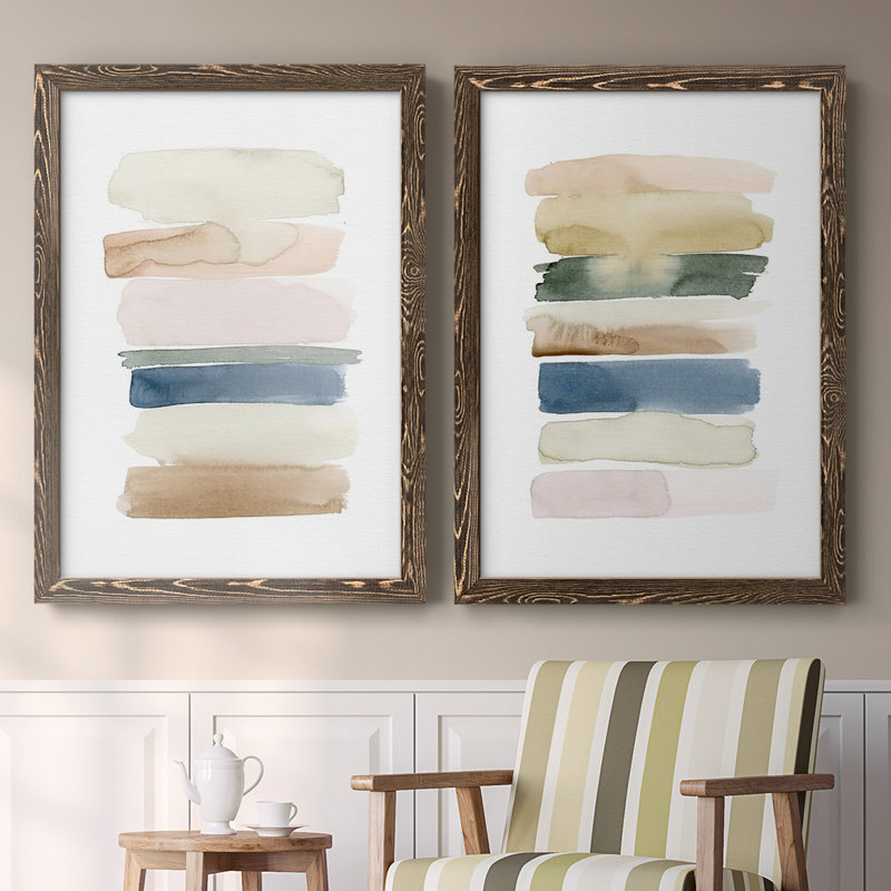 Toile encadrée «Faint Swatches I-Premium» - prête à être accrochée, H 31,5 po x l 88 po x P 1,5 po, Noyer