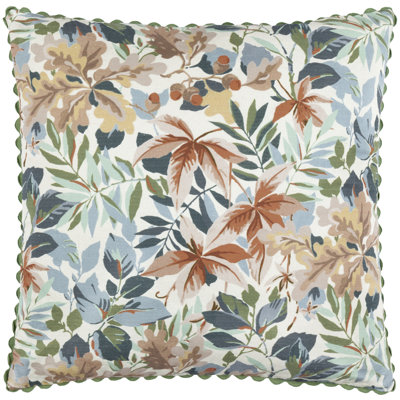 Robins Wood Floral Green Square Cushion Cover