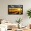 Tableau sur toile au coucher du soleil sur un champ de blé doré avec des arbres-536767169