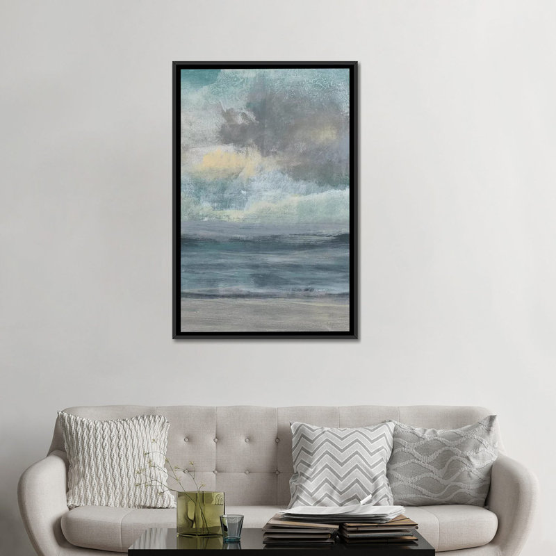 « beach rise i », impression sur toile, H 26 po x l 18 po x P 1,5 po, Toile avec cadre noir, Pas de tapis