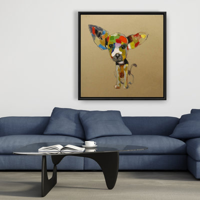 Abstract Colorful Chihuahua - Contemporary Framed Canvas Art