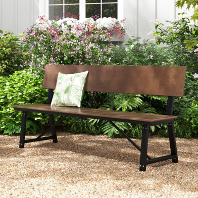 72 Inch Extra Long Bench With All-Weather HDPE Seat & Back For Yard Garden Porch by 17 Stories