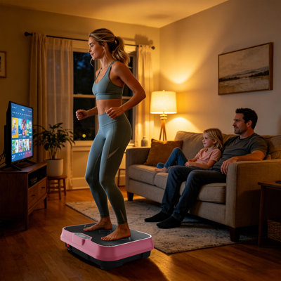 Vibration Plate Exercise Machine, Whole Body Workout Platform with Remote Control, Resistance Bands, Vibration Platform for Home Gym Pink