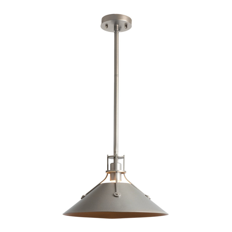Henry Outdoor Pendant with Metal Shade, Coastal Burnished Steel, 8.7" H x 14.4" W x 14.4" D