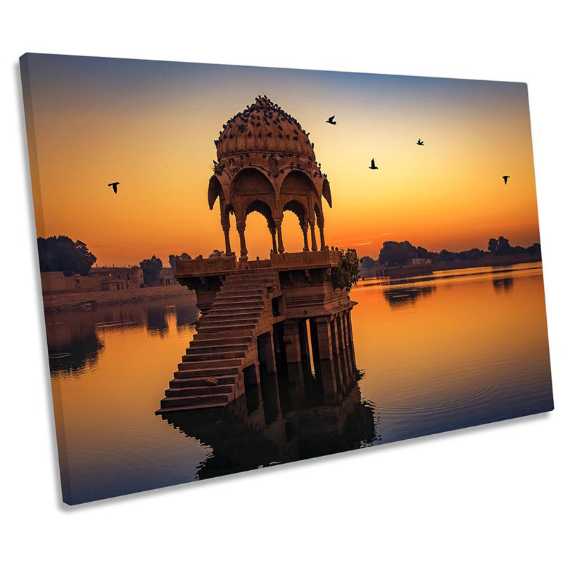 Jaisalmer Gadi Sagar Lake - Wrapped Canvas Art Prints, 91.4cm H x 137.2cm W x 4cm D