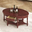 Table basse ovale vintage avec tiroir et tablette de rangement, table cocktail ancienne de 45 pouces, table d'appoint de style campagne française-806076624