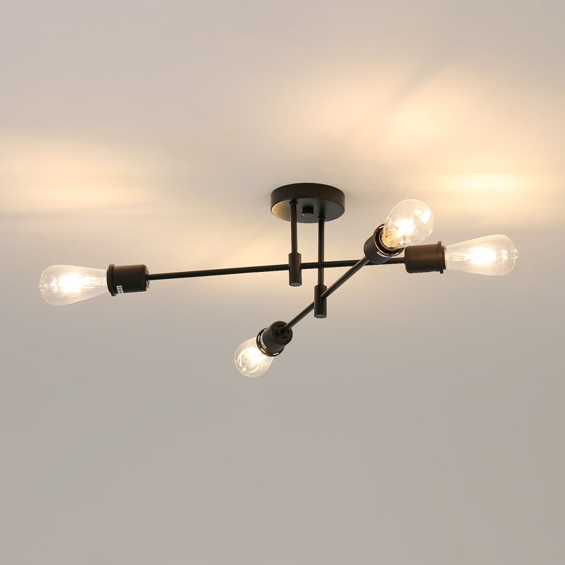 Toquerville 4-Light 54cm Sputnik Semi Flush Mount Ceiling Light, Black