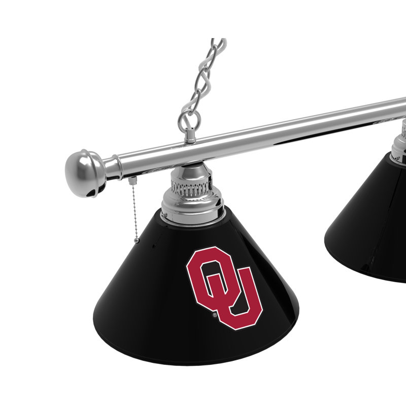 3 - Light Pool Table Lights Pendant, Chrome, Oklahoma Sooners