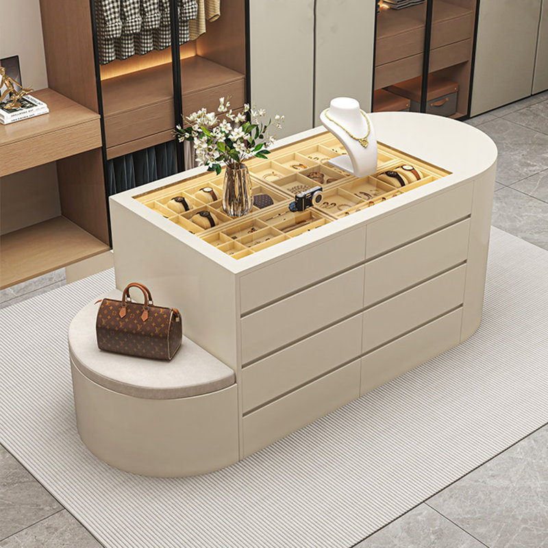 62.99"Beige jewelry storage cabinet display stand