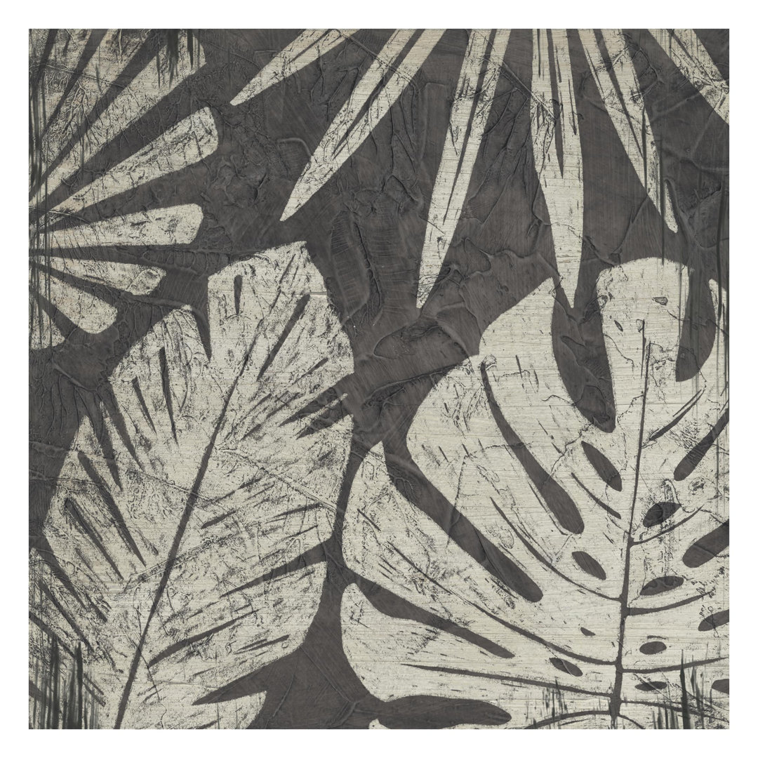 Palm Leaves on Dark Grey 2.4m x 2.4m Textured Matt Peel & Stick Wall Mural