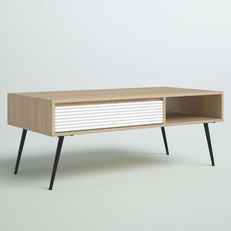Table basse avec 4 pieds et rangement Palomares, Bouleau