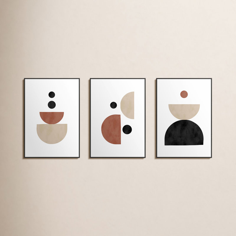 Geometric Shapes Print by Romina Gadler, Black Framed Canvas, 10" H x 7" W x 1.25" D
