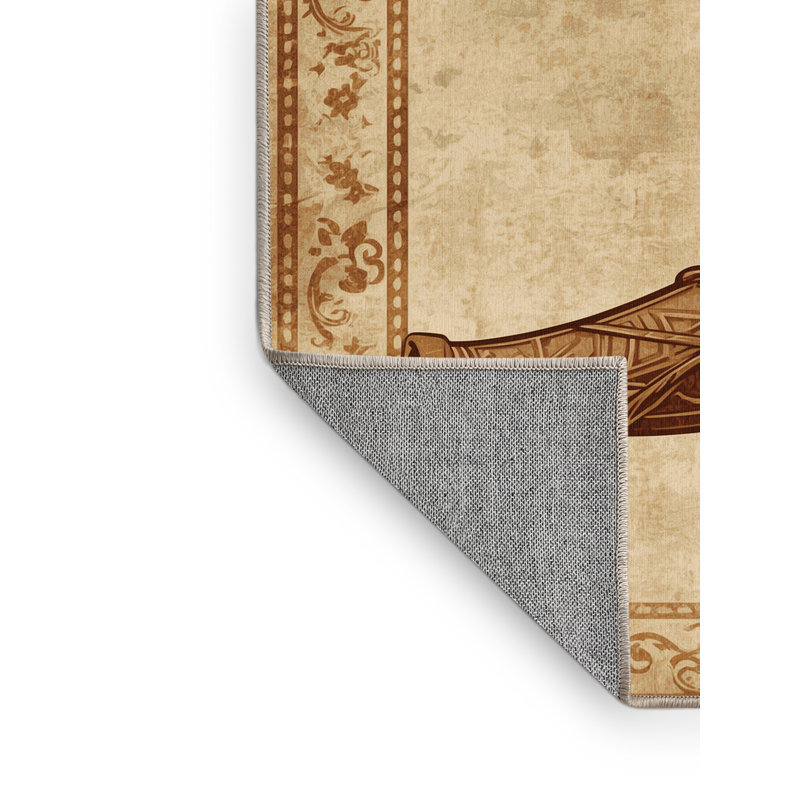 Tapis brun rustique et beige lavable à la machine Bates, 6 X 9