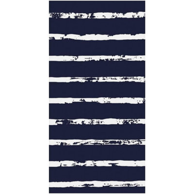 Grande serviette de plage rayée bleu marine et blanche 32 po x 63 po, serviettes de bain surdimensionnées sans sable pour adultes pour le pique-nique du camping