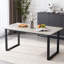 6 Seater 1.5m Scandinavian Minimalism Warm/Cool Grey Marble Effect Dining Table With Metal Base-483595324