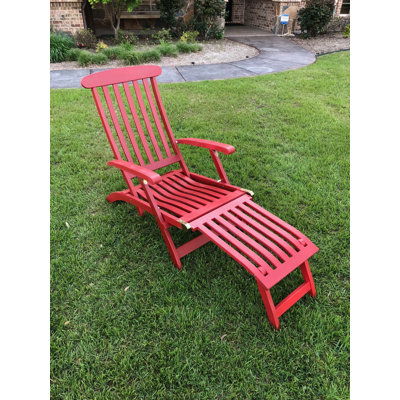 Danika Outdoor Acacia Wood Chaise Lounge