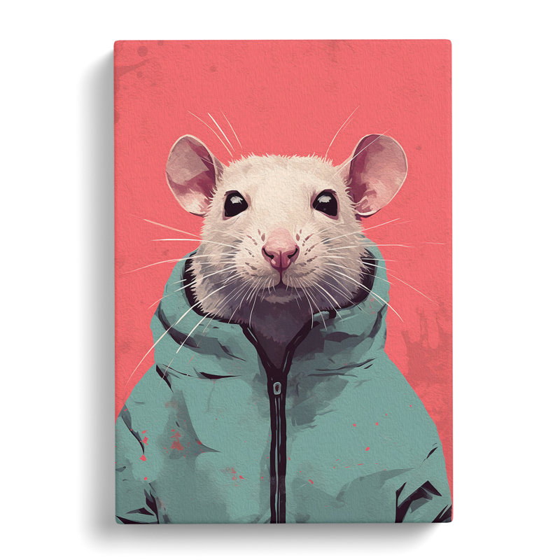 Rat Minimalism Art No.2 - Wrapped Canvas