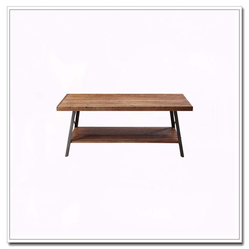 Table basse avec rangement en chêne patiné et sable noir