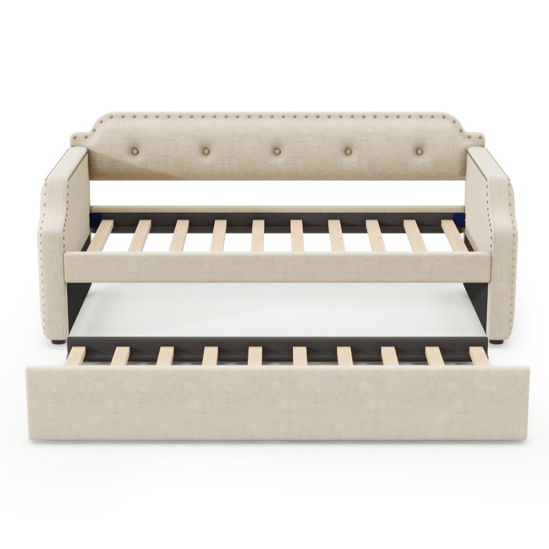 Lit de jour rembourré avec couchette, Beige