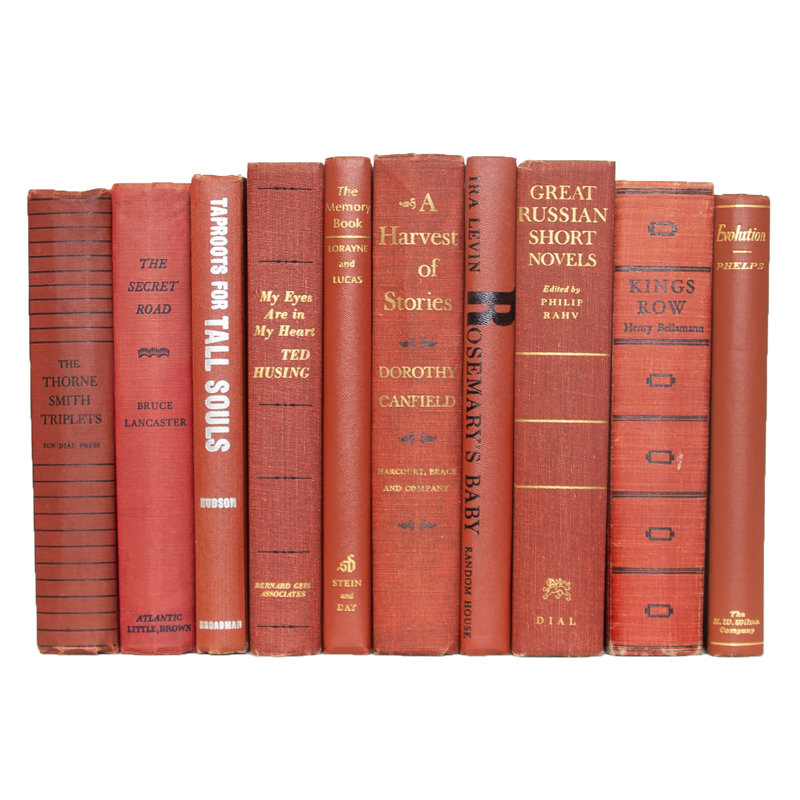 Decorative Books - Vintage Sienna Book Bundle - 1 Foot of Red Books