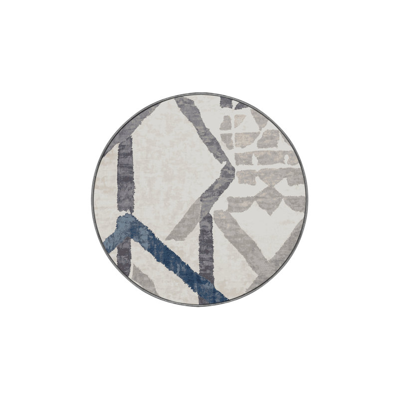 Machine Washable Gray Area Rug, Round 7'