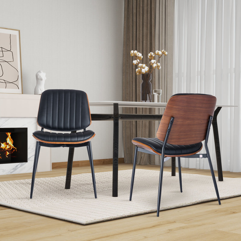 Chaise de salle à manger rembourrée Lashanay, Noir, Noyer