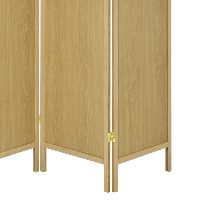 Natural Wood and White Shoji 4-Panel Folding Screen