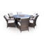 Ouellette 6 - Person Wicker Patio Dining Set with Round Table , Cushions Included-486398723-486398732