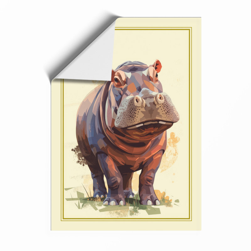 Gentle Hippopotamus Boho - Framed Print, A3 - 42.0 x 29.7 cm, Unframed
