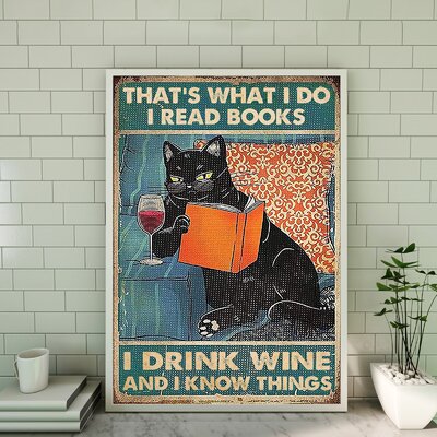 Cat - What I Do, I Read Books Gallery Wrapped Canvas - For Reading Illustration Decor, Orange And Black Home Decor -  East Urban Home, A28A4BF1251B4C5FA9F00FA34A9103B4