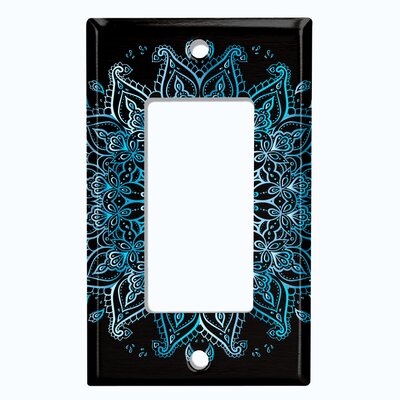 Metal Light Switch Plate Outlet Cover (Teal Frost Snowflake Mandala Black  - Single Rocker) -  WorldAcc, F-R1-MDL007