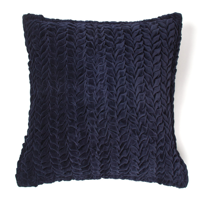 Indigo Waffle Knit Square Throw Pillow