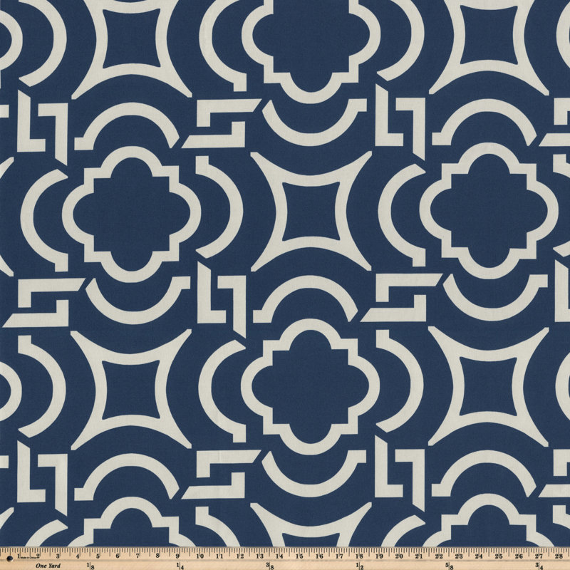 Navy and White Polyester Outdoor Chaise Lounge Cushion