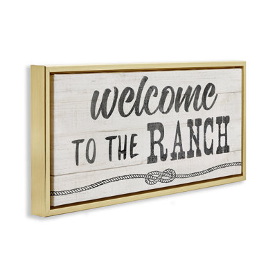 «Welcome to Ranch», art mural encadré flottant rustique doré par CAD Designs