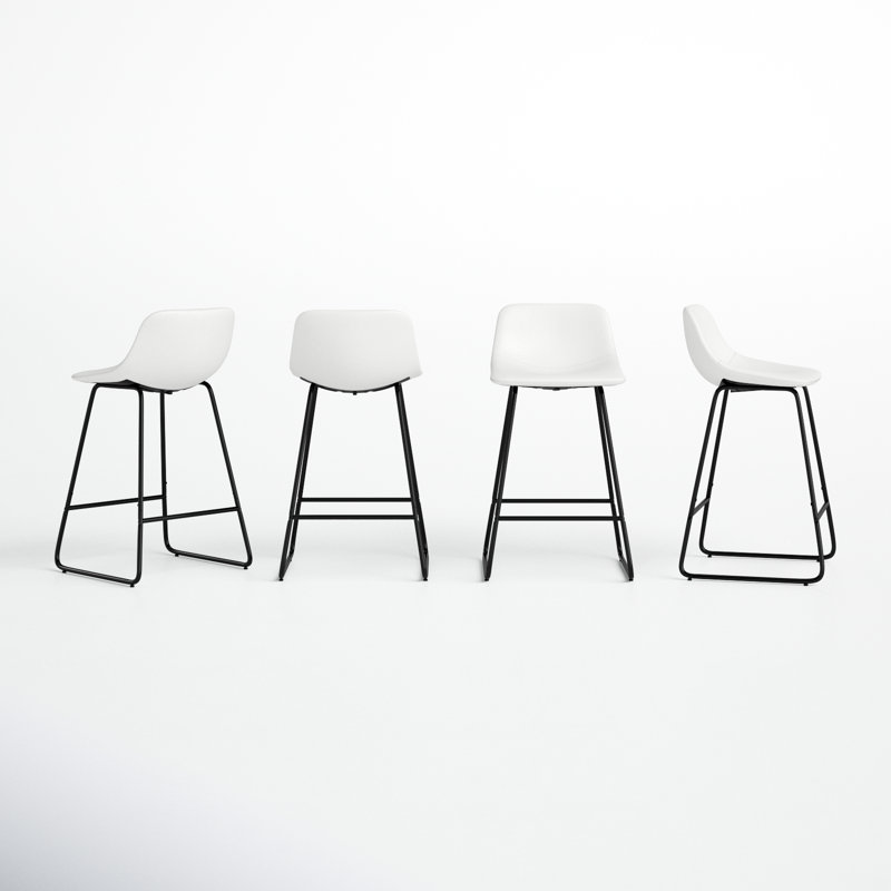 Tabouret de bar et de comptoir Hambrook, Tabouret de comptoir (siège d'une hauteur de 24 p, Blanc, 4