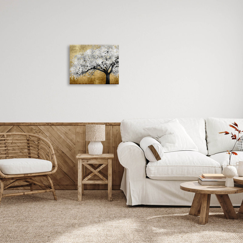 Art contemporain sur toile avec tronc d'arbre contemporain par Kate Bennett, H 16 po x l 20 po x P 1,5 po
