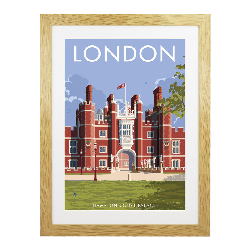 Hampton Court London - Print, 40cm H x 30cm W x 1cm D, Oak Framed