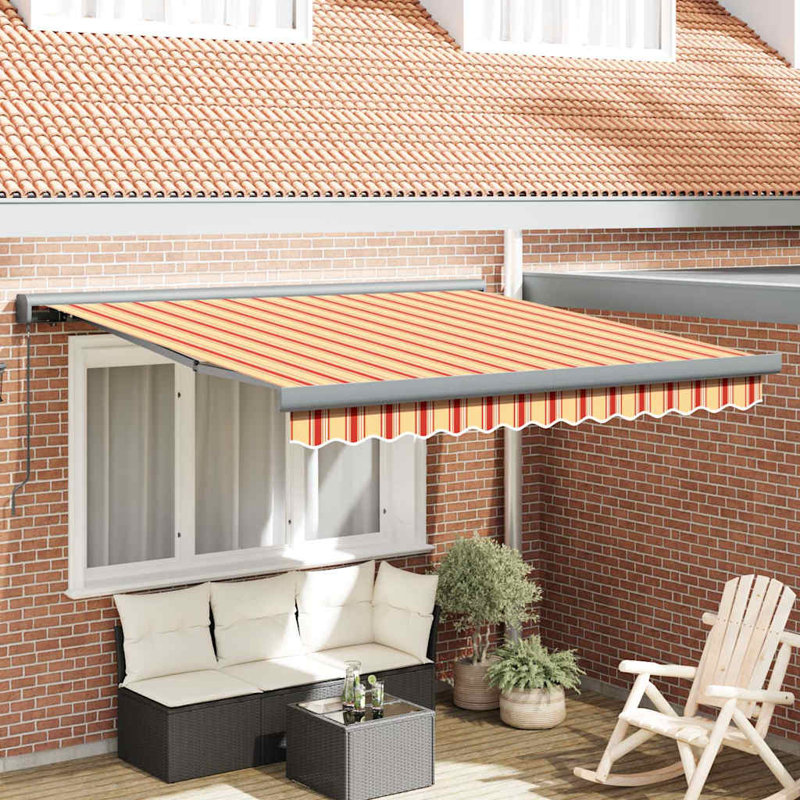 Brayden Studio Fabric Cover Retractable Door / Window Awning, 300 cm W x 250 cm D, Yellow/Orange/Anthracite