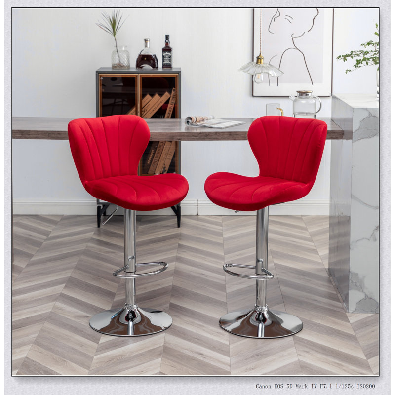 Ensemble de 2 tabourets pivotants réglables Ellston, Rouge