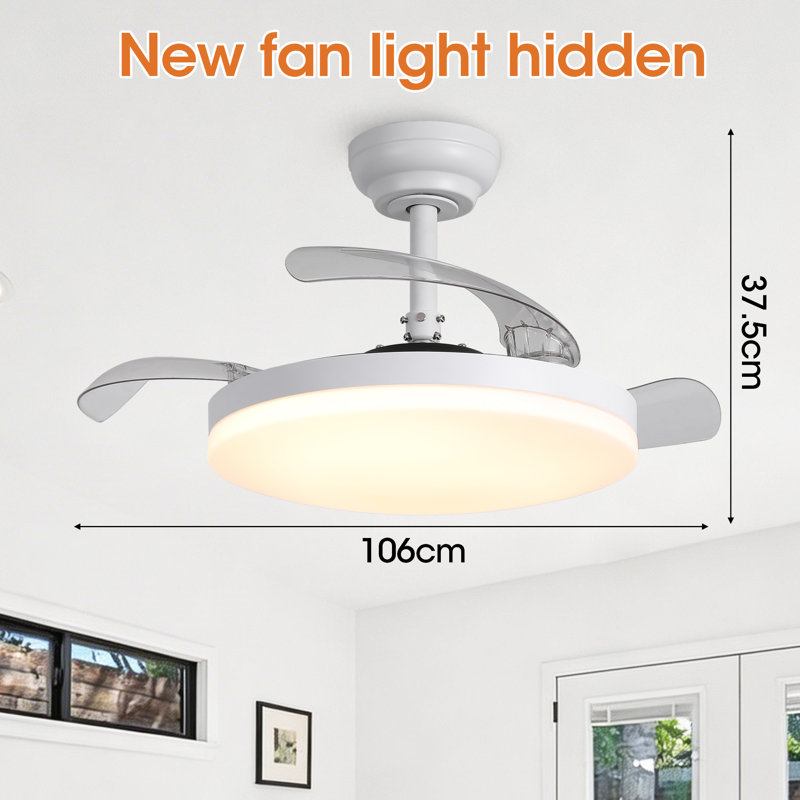 Ceiling Fan with LED Lights, 107cm Wide