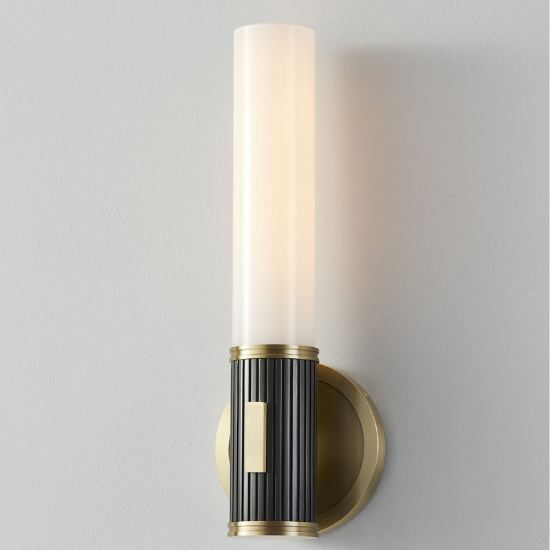Aged Bronze and Opal Glass 1-Light Wall Sconce
