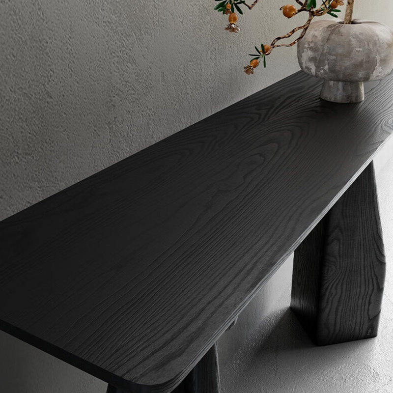 Console moderne en bois simple, Noir, H 29,5 po x l 55 po x P 15,7 po