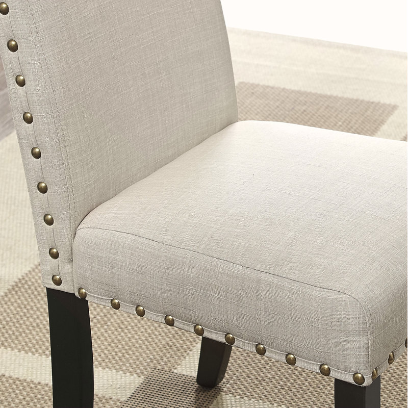 Tabourets de bar en tissu avec garniture cloutée, ensemble de 2, Tanné