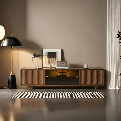 Meuble télé Mid-Century en bois de noyer noir