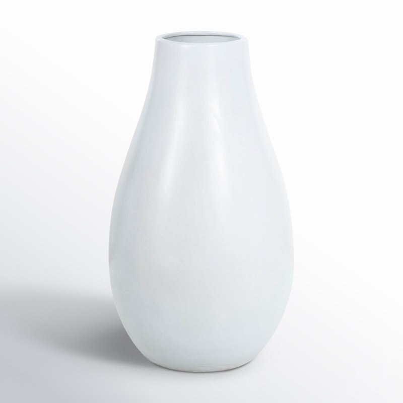 Mable Ceramic Table Vase, 20.35" H x 11.55" L x 11.55" W, White