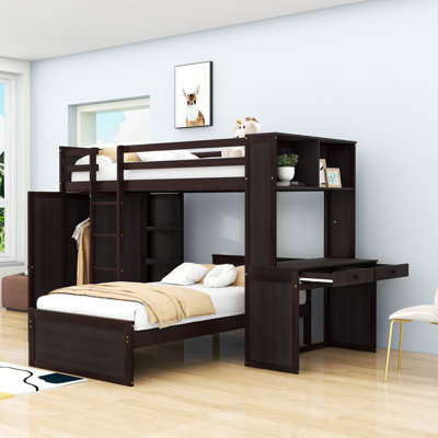 Gionata Kids Twin Over Twin Bunk Bed with Drawers
