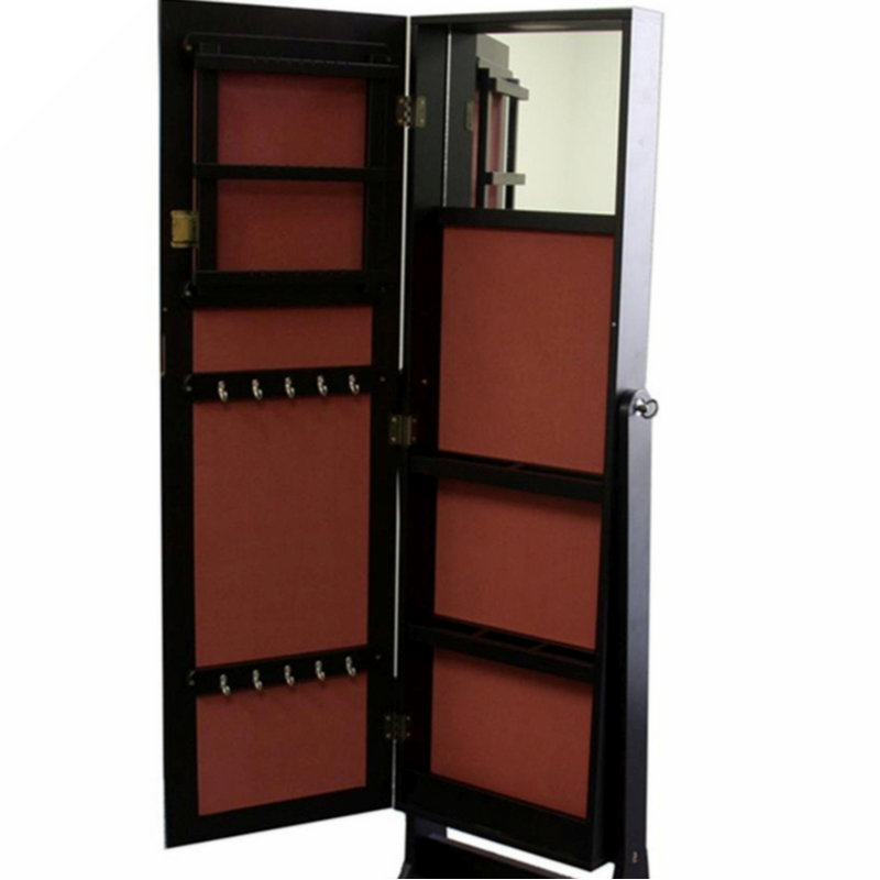 57" Tall Standing Floor Mirror, Espresso Brown Finish, Rectangular Shape
