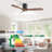  Sofucor Rachel 52'' 3-Solid Wood Blade Flush Mount Classic Ceiling Fan no Lights, Black/Brown-608332670