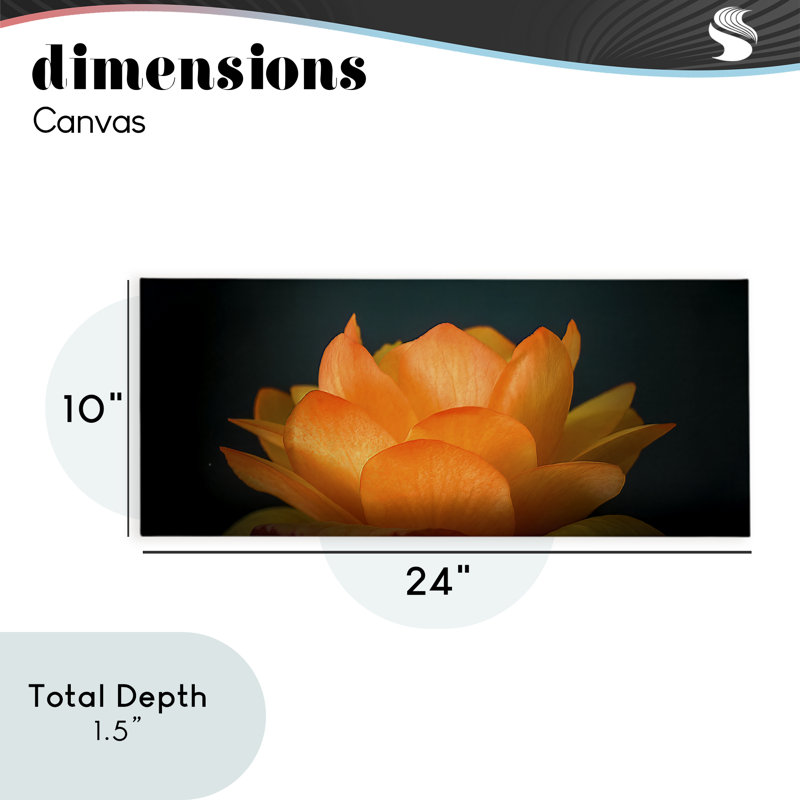 Toile de lotus orange brillant, design par Phillip Flowers, H 10 po x l 24 po